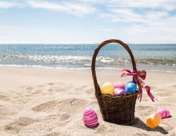 An Easter basket on a Charleston beach