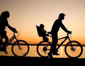 A human biking on the Carolina coast 