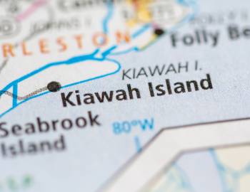 A view of Kiawah Island on the map