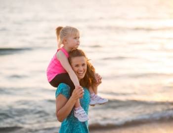 Mother and Child at Beach