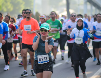 Runners making their way through the scenic marsh and live oaks during the Kiawah Island Marathon at West Beach Village, South Carolina.