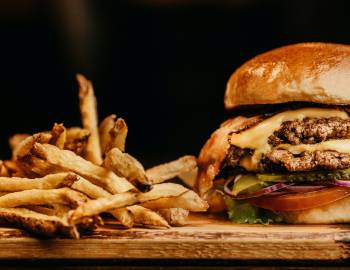 Hamburger and fries