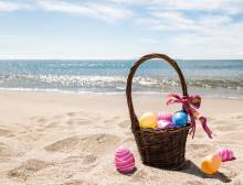 An Easter basket on a Charleston beach