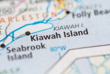 A view of Kiawah Island on the map