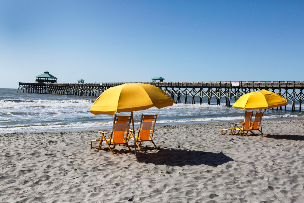 Chairs sitting on the beach