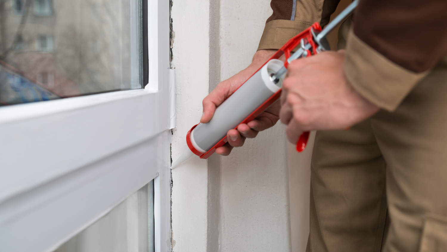 caulking around a window