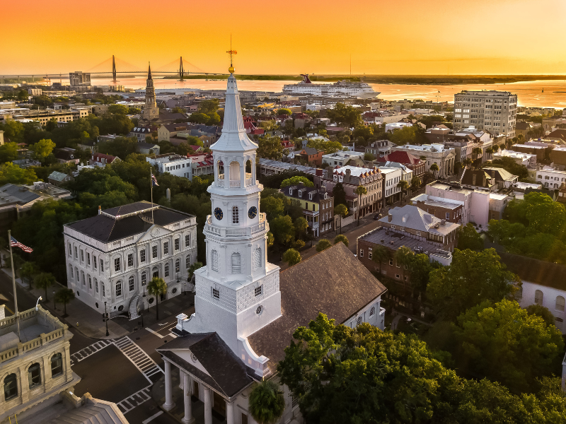 Aerial of Charleston South Carolina