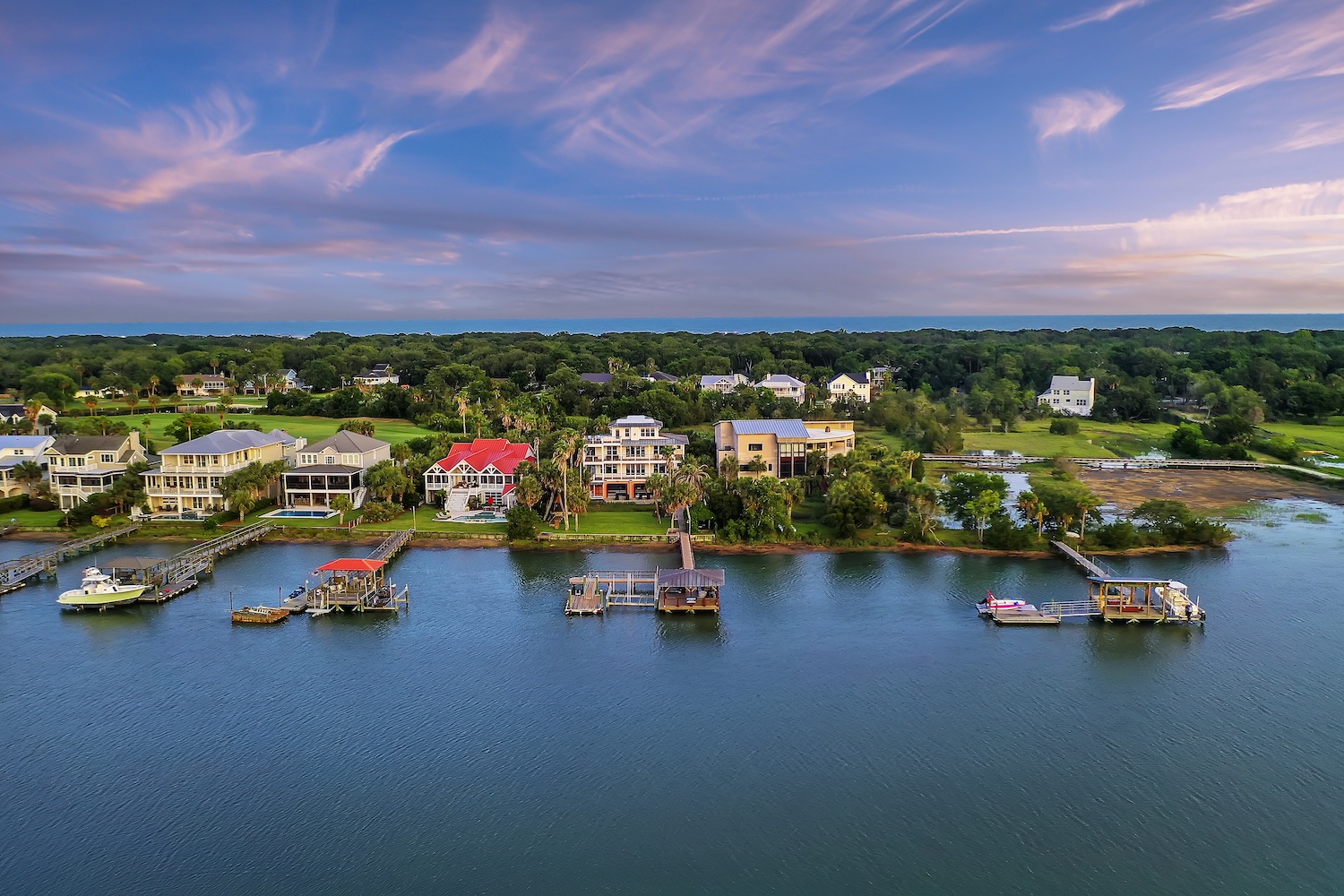 Charleston homes along the water