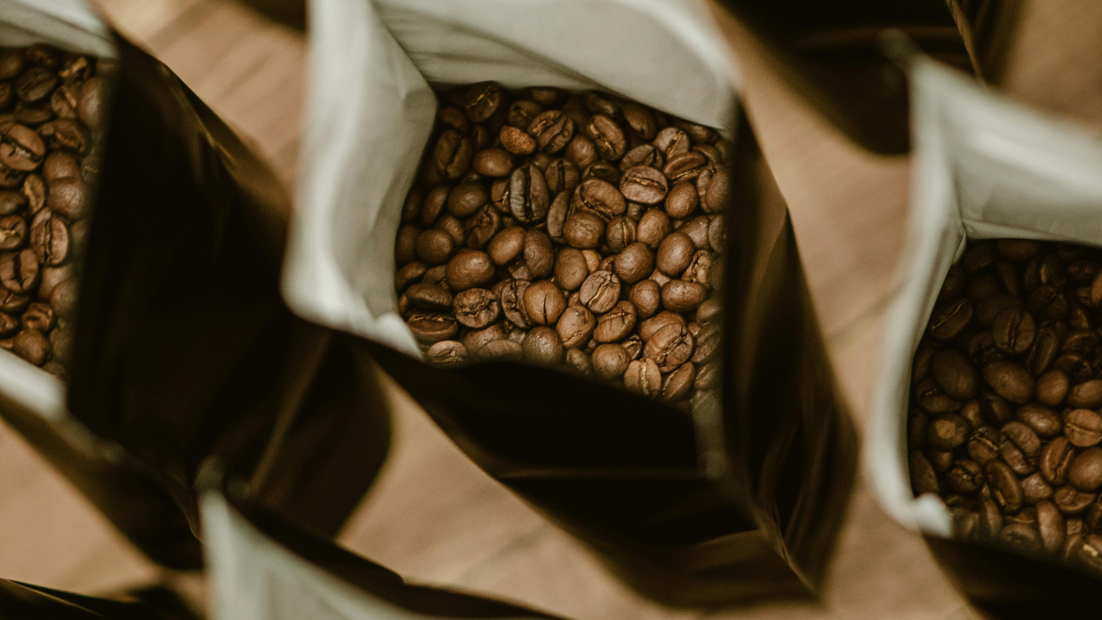 open bags of coffee beans