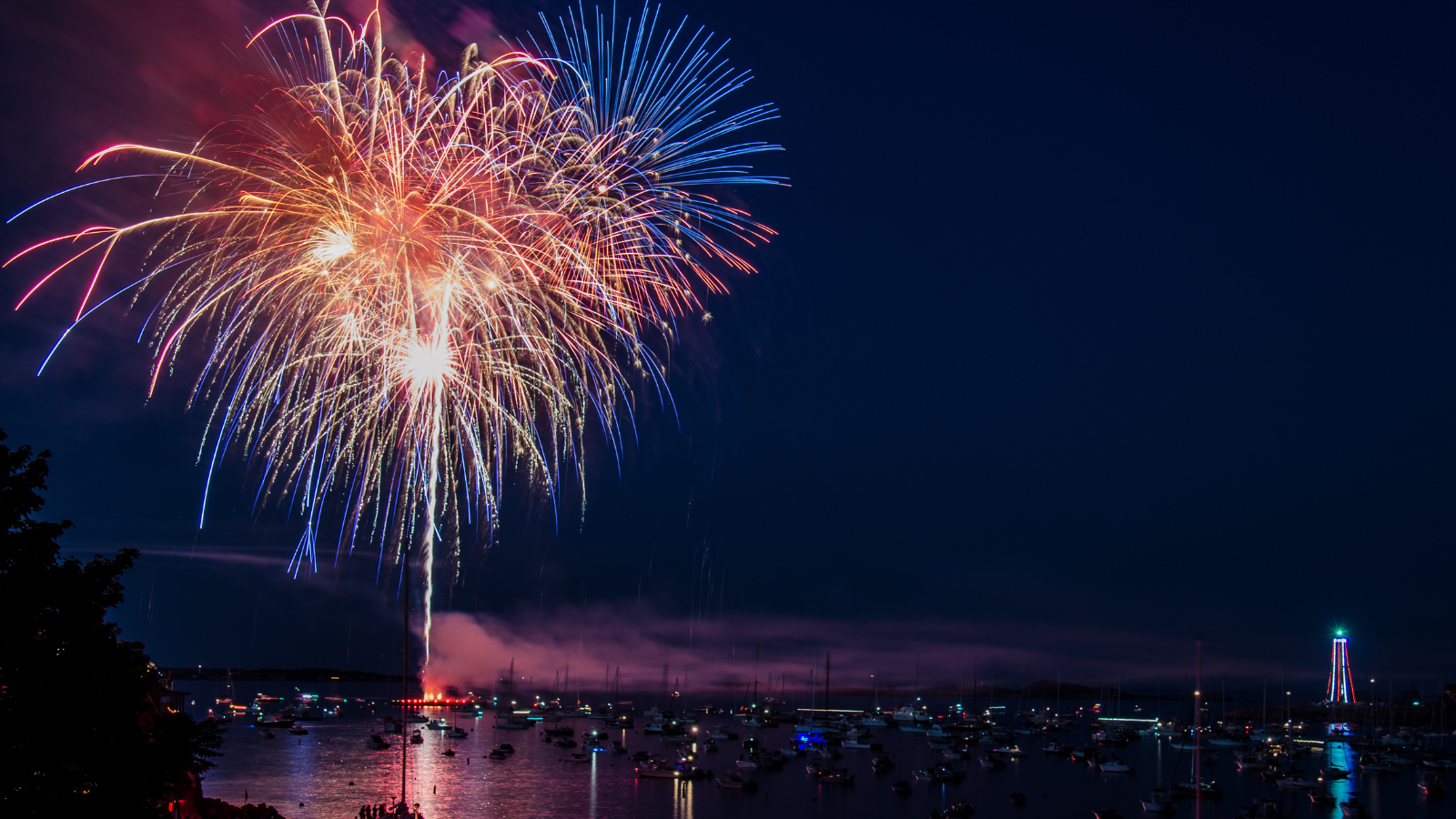 fireworks over water