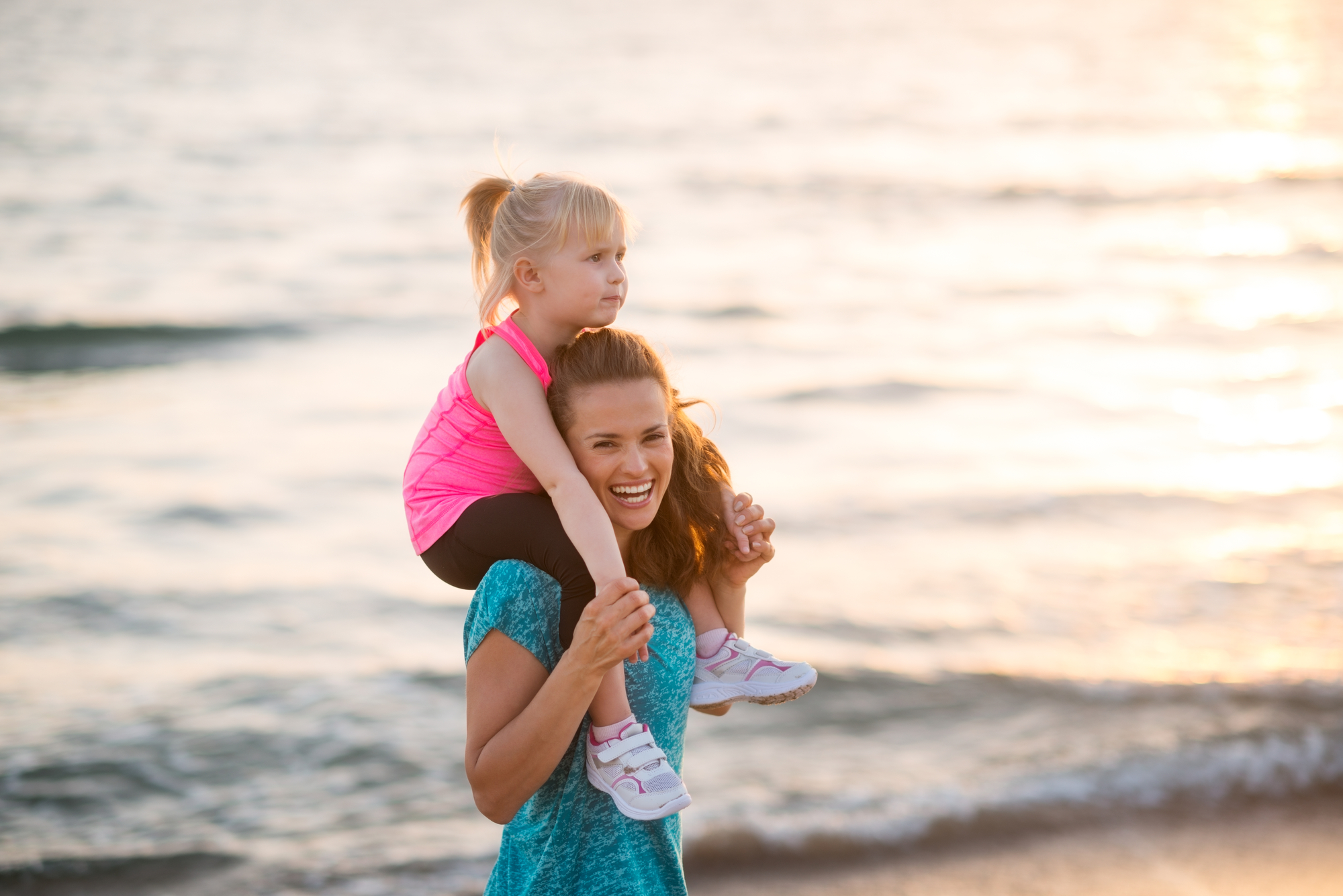 Mother and Child at Beach