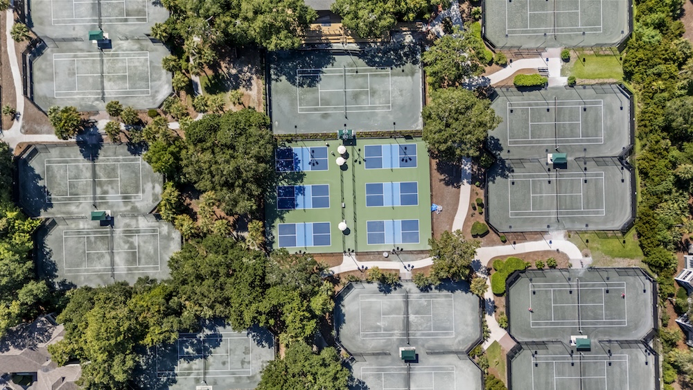 aerial of pickleball courts
