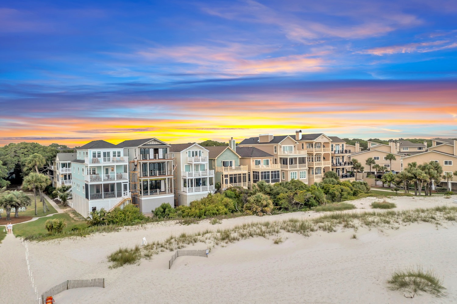 line of coastal homes